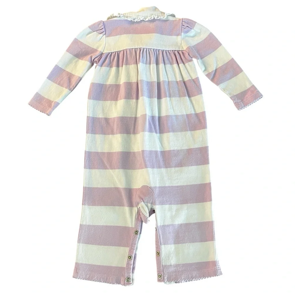 Ralph Lauren Striped Lavender & White Cotton Baby Onsie Size 6 Months